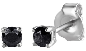 1/2 - 2.00 Cttw Black Diamond Stud Earring in Sterling Silver by Brilliant Diamo