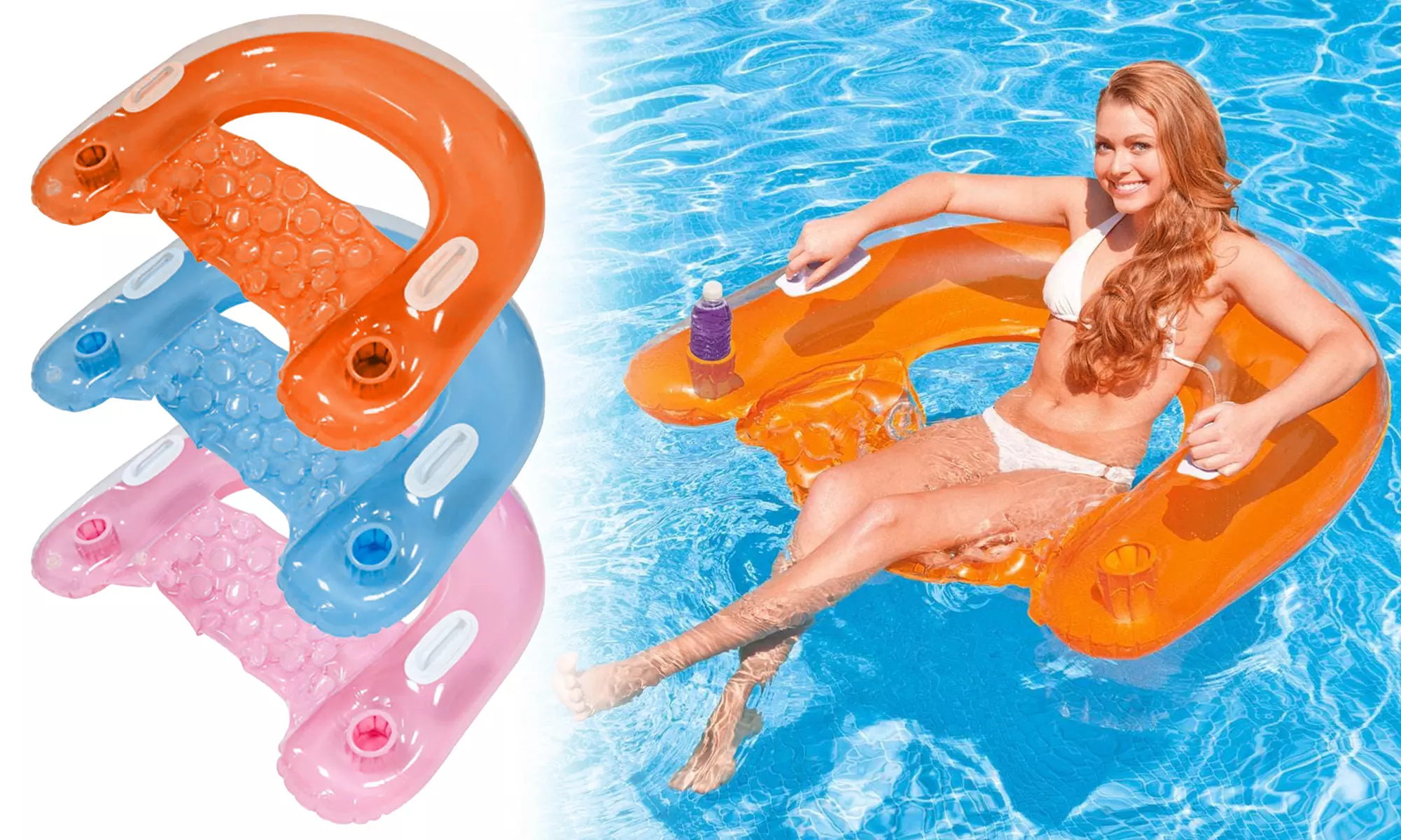 Water Lounger Pool Chair Lounge Inflatable Water Pool Chairs Float Lounger - Primary Image