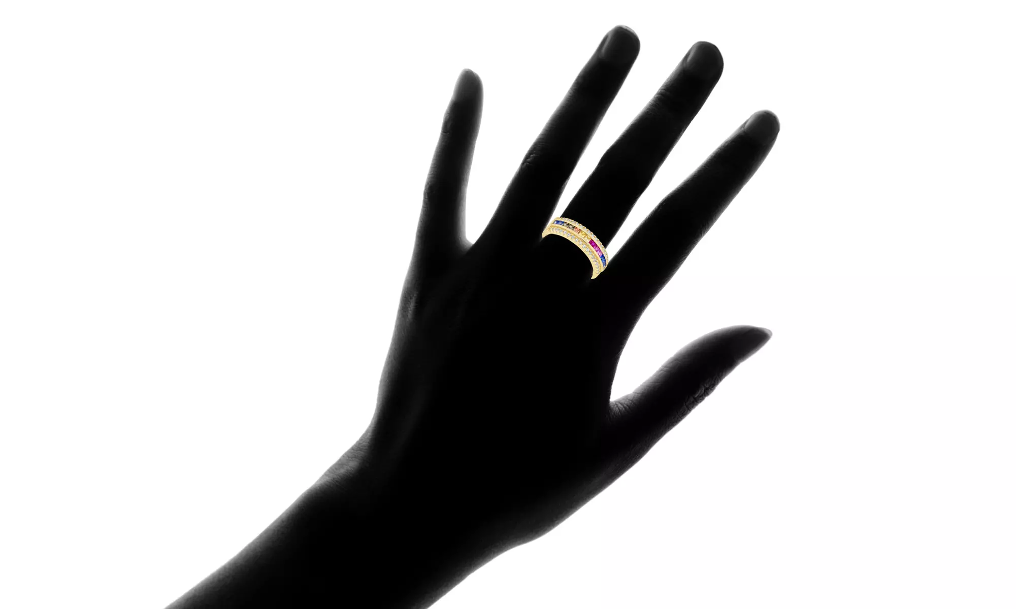 Luxe Rainbow Eternity Rings in Solid Sterling Silver 