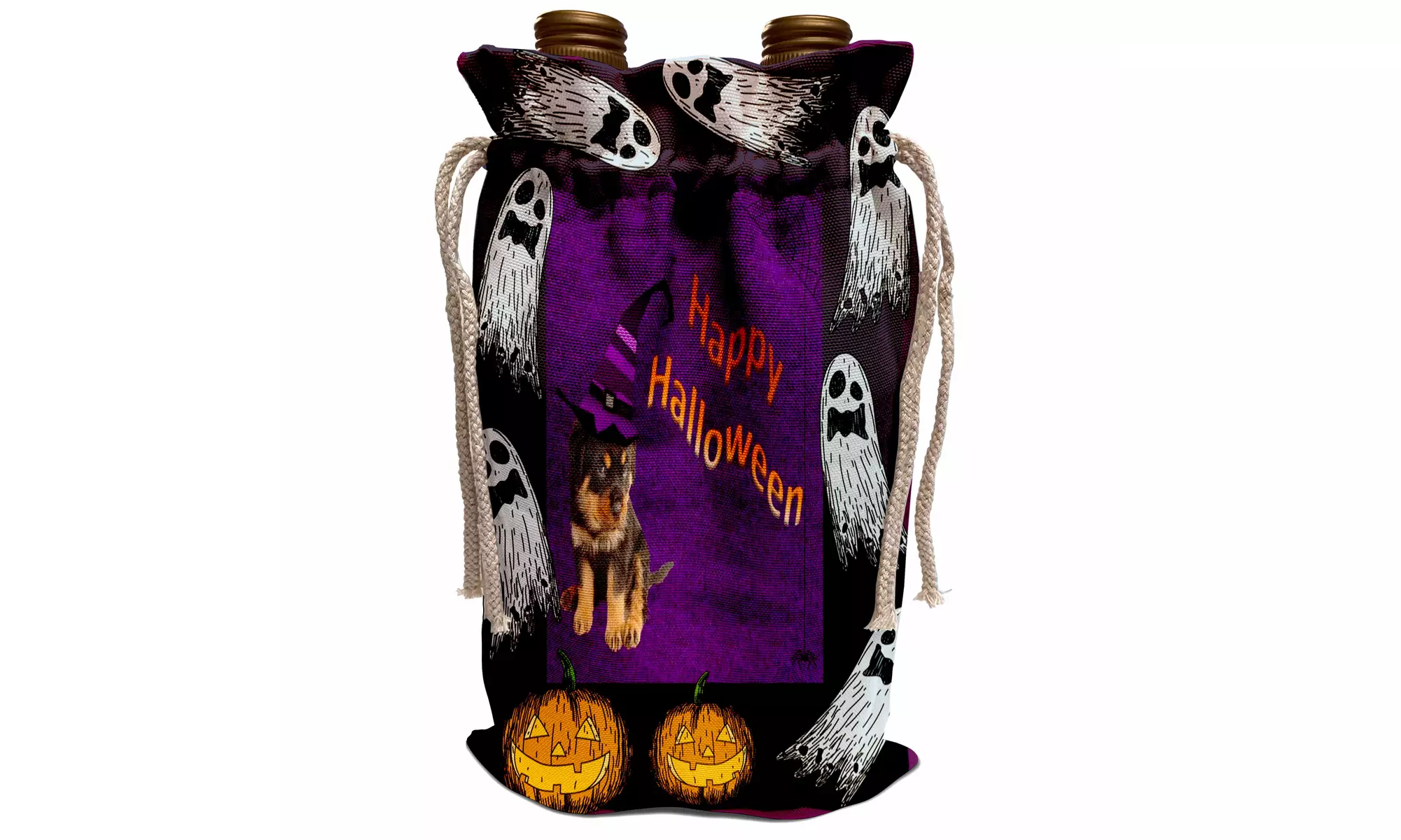  Wine Bag Ghosts and Pumpkins - rottweiler puppy  - Primary Image