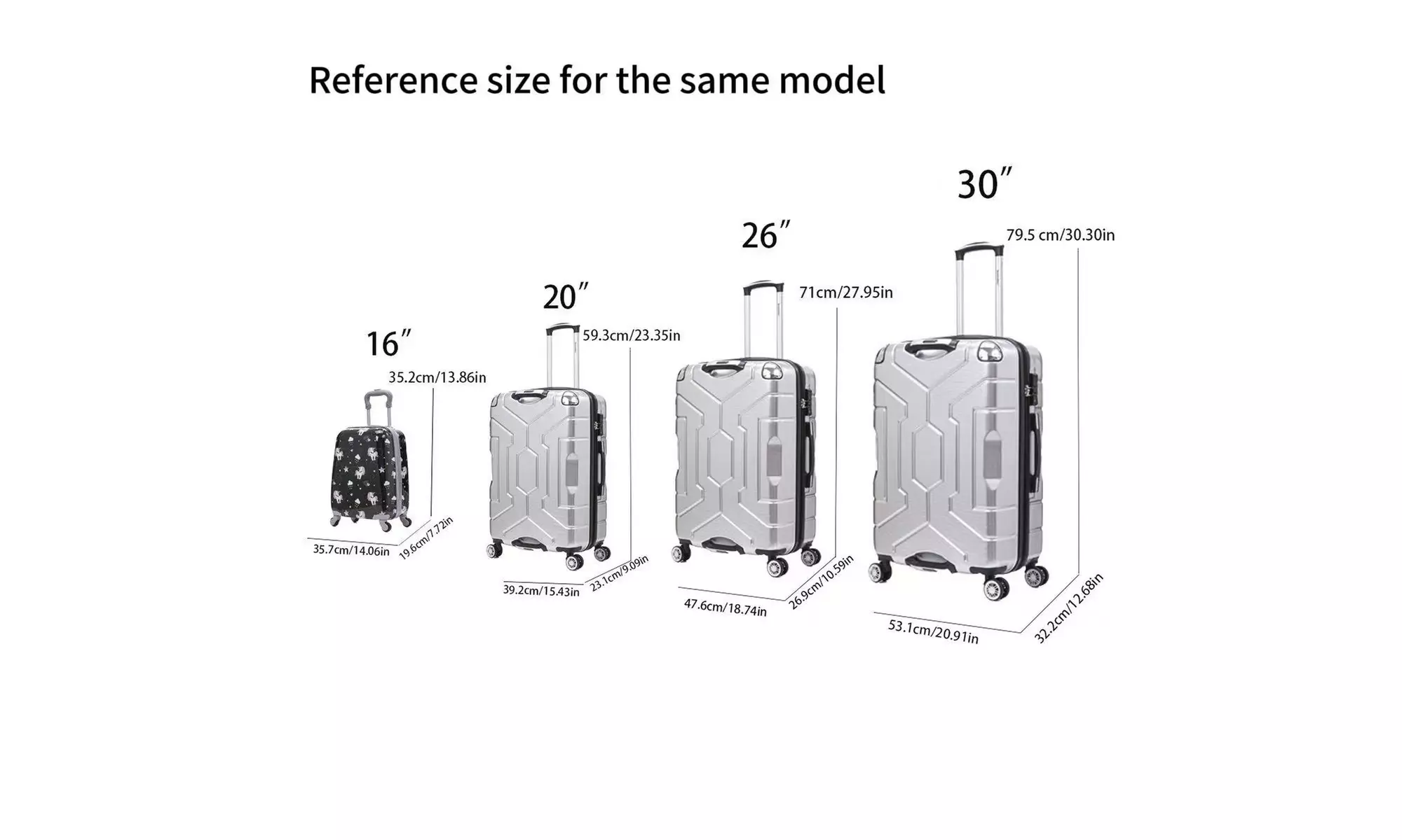 Cosytown Four-Piece Travel Luggage Set with Rotating Wheels