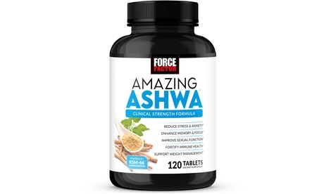 Force Factor Amazing Ashwa Tablets Ashwagandha Supplement For Stress & Anxiety 120 Tablets