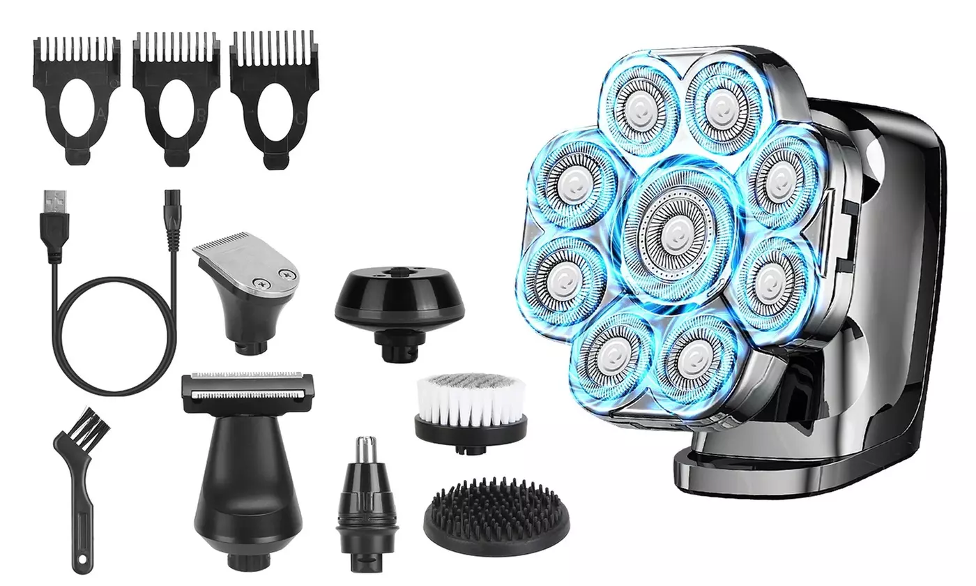 iMounTEK 6-in-1 9D Head Shaver for Men Cordless Wet Dry Razor with LED Display