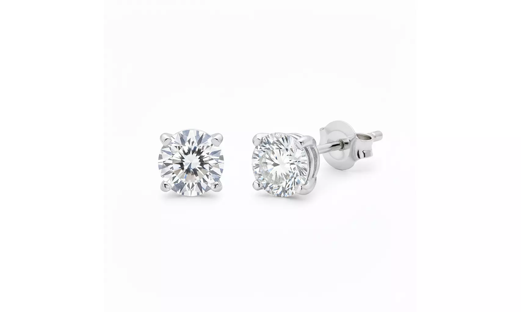 14K Rose White & Yellow Gold Round cut Created Diamond 1/4, 1/2 ct Stud Earrings