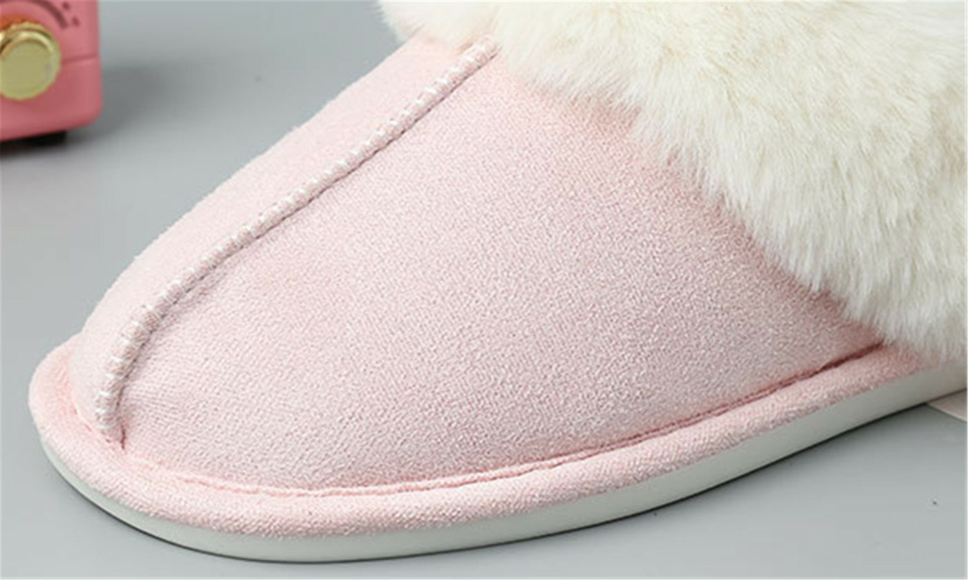 Comfy Faux Fur House Slipper Scuff with Memory Foam & Anti-Skid Sole