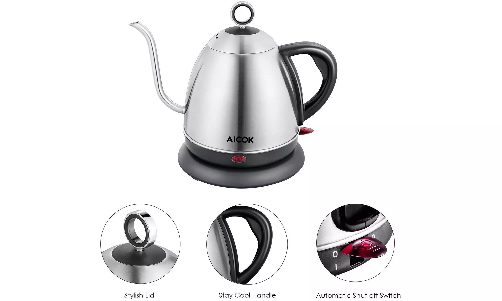 Aicok Electric Gooseneck Kettle, Pour Over Kettle for Coffee or Tea - Second Medium