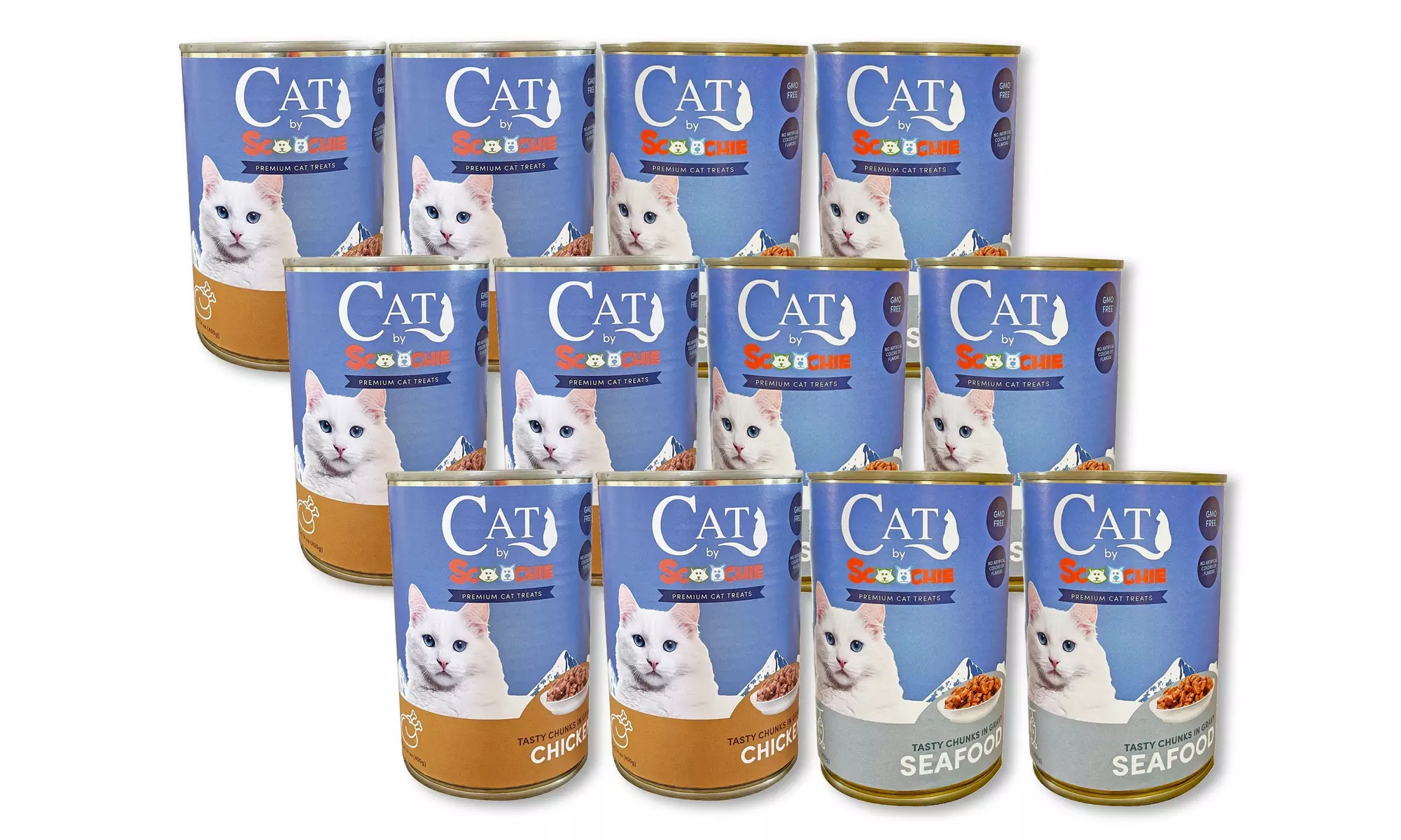 Cat by Scoochie 12-Pack Chunky Chicken and Seafood 14-Ounce Pop-Top Can Cat Food