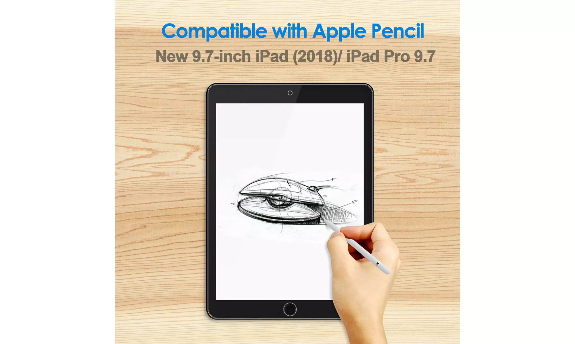 Tempered Glass Screen Protector for iPad Air 1/2,iPad 9.7 (6th/5th),iPad Pro 9.7