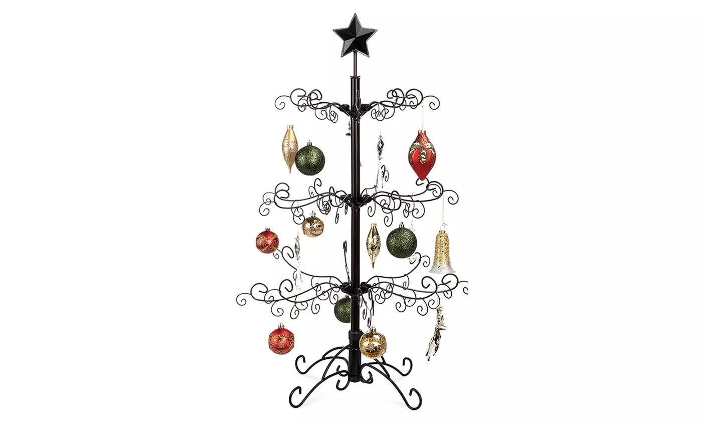 3ft Wrought Iron Ornament Display Christmas Tree w/Easy Assembly and Stand