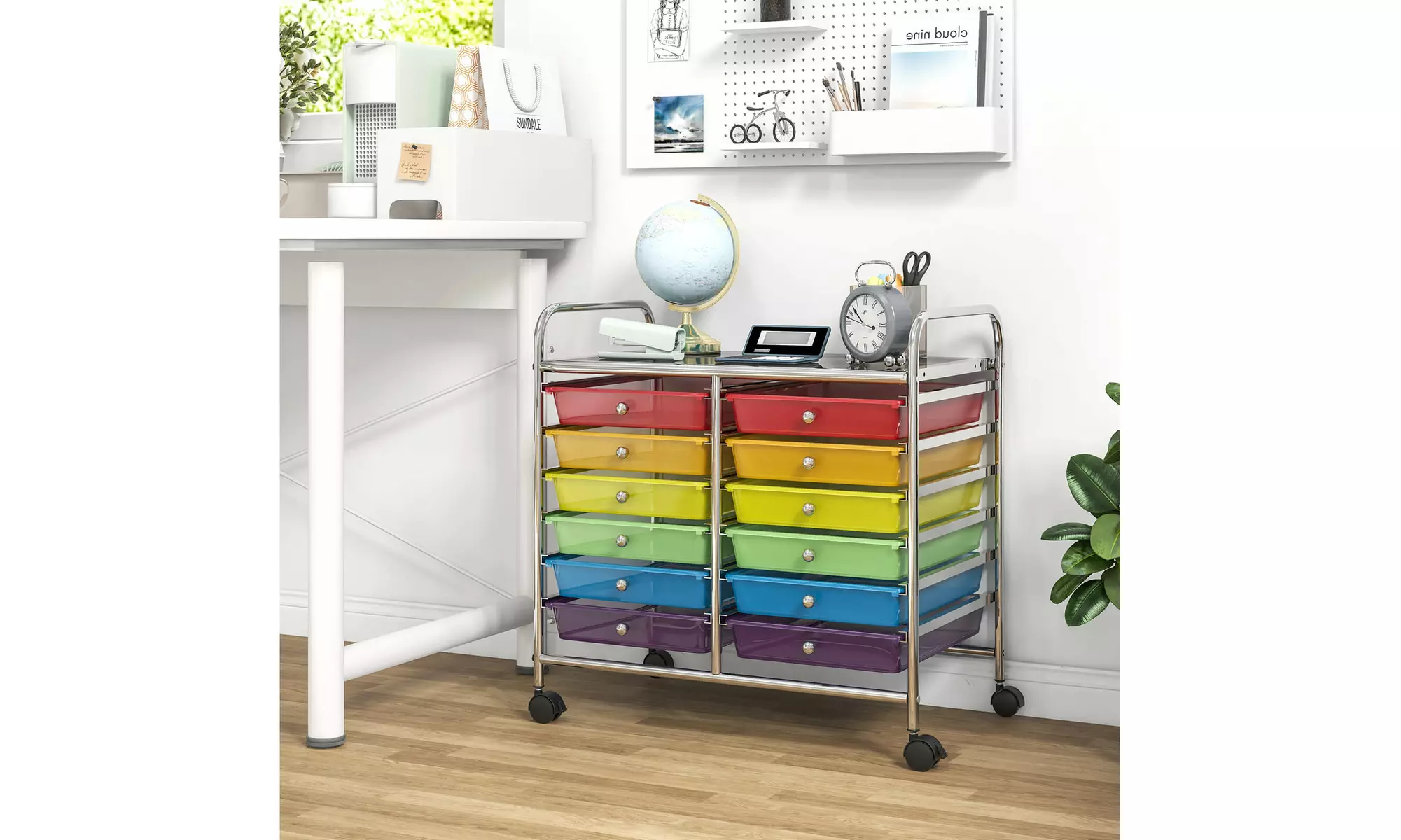 Costway 12 Drawers Rolling Cart Storage Scrapbook Paper Studio Organizer Bins