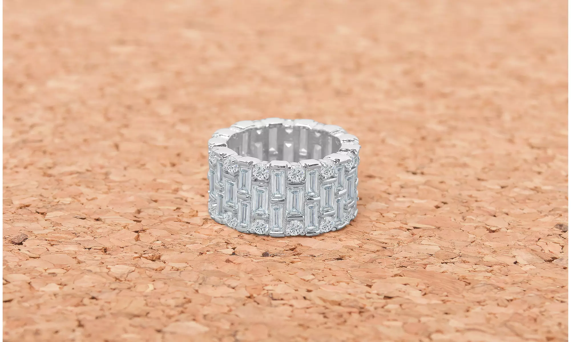 Baguette Eternity Ring With Cubic Zirconias  - Primary Image