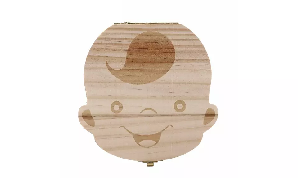 Tooth Box Organizer Baby Milk Teeth Save Wood Storage Box for Boy - Primary Image