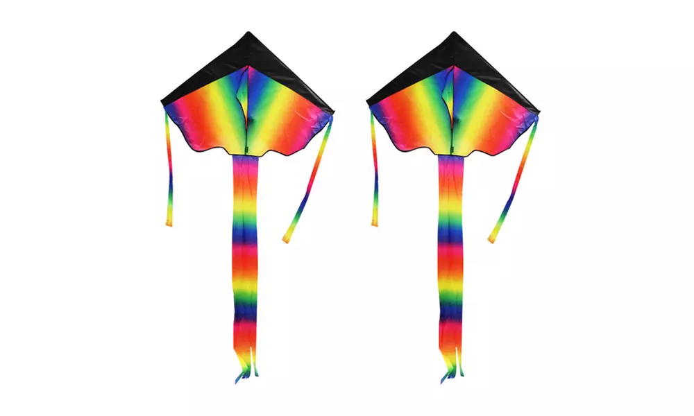 Rainbow Delta Kite, Kites for Kids Adults with Line and Handle - Second Medium