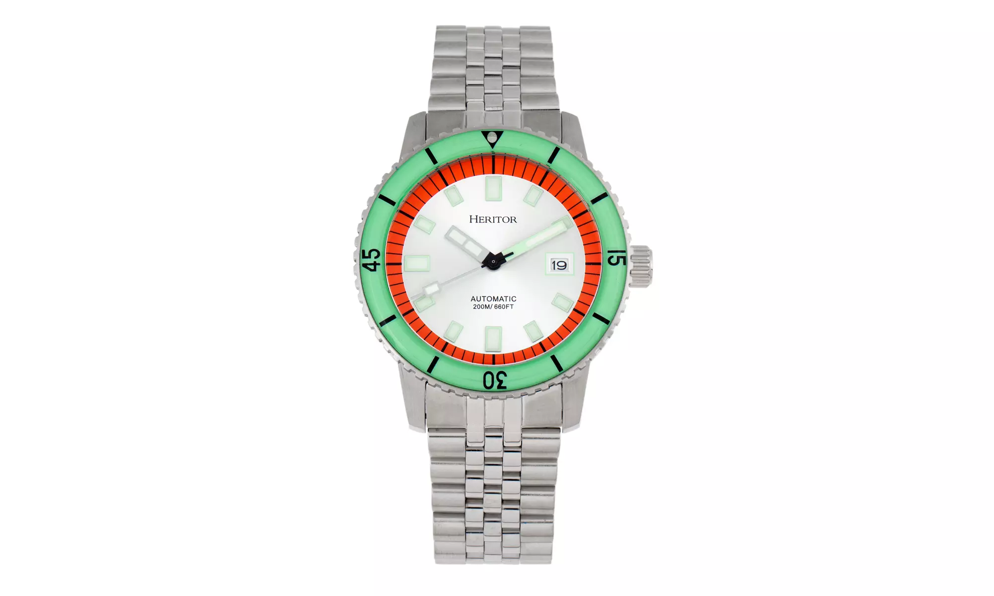 Heritor Automatic Edgard Bracelet Diver's Watch w/Date - Mint/Silver - Primary Image