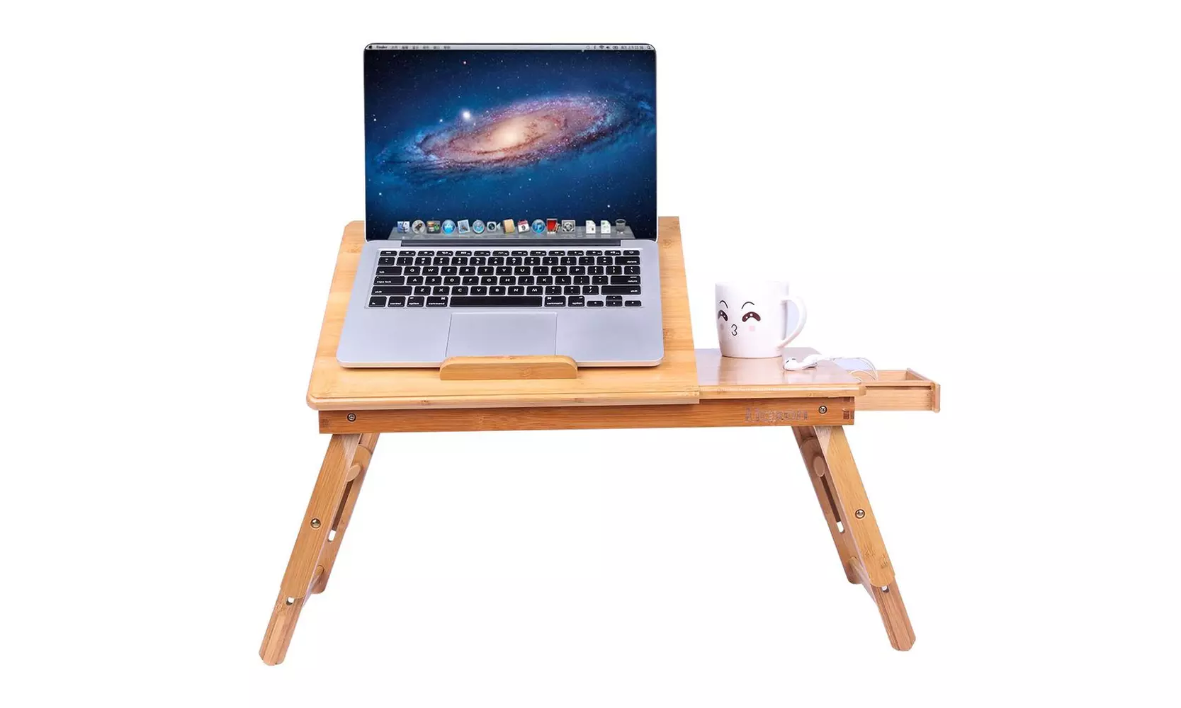 Portable Bamboo Laptop Desk Serving Bed Tray with Drawer - Second Medium