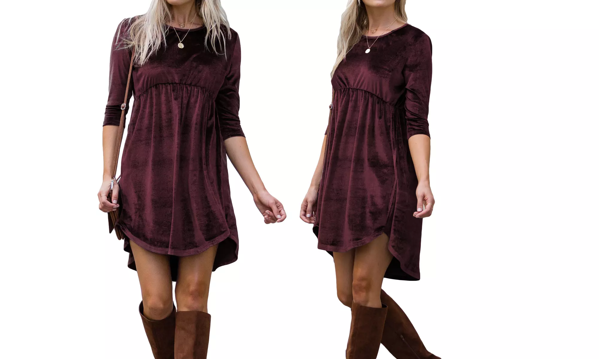 Women's Elbow Sleeve Velvet Dress. Plus Sizes Available - Primary Image