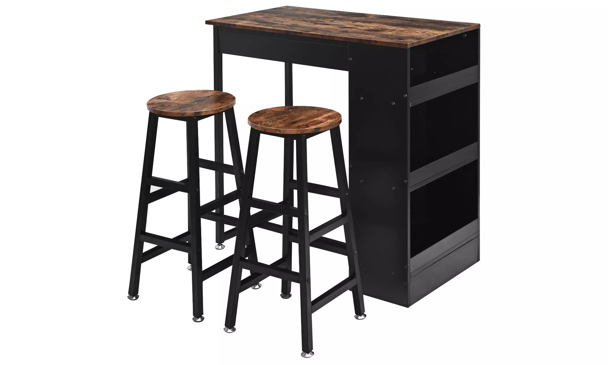 Costway 3 Pieces Bar Table Set Industrial Counter with Storage - Primary Image