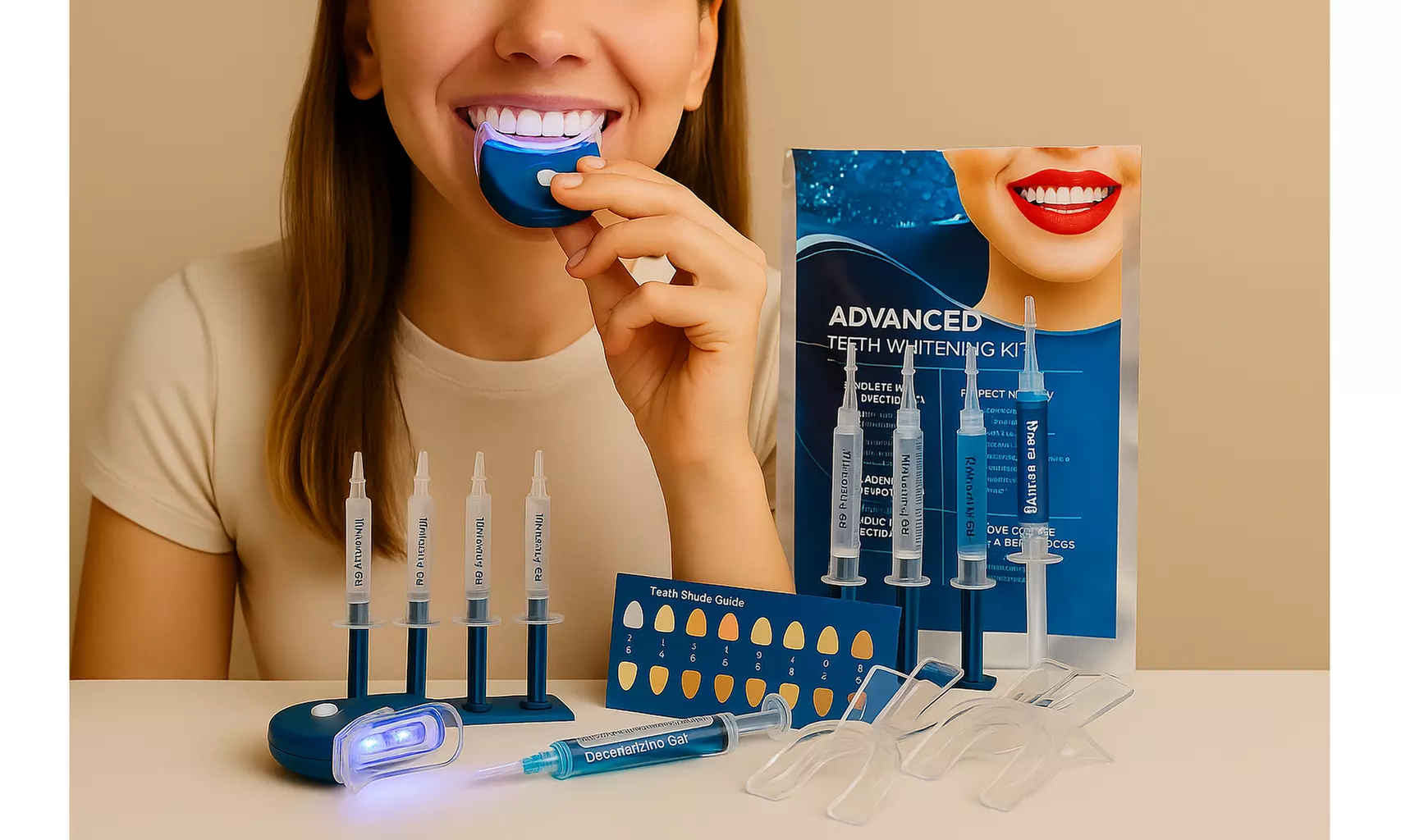 Professional 3D Teeth Whitening Kit w Remineralization Gel: 1 & 2 pack