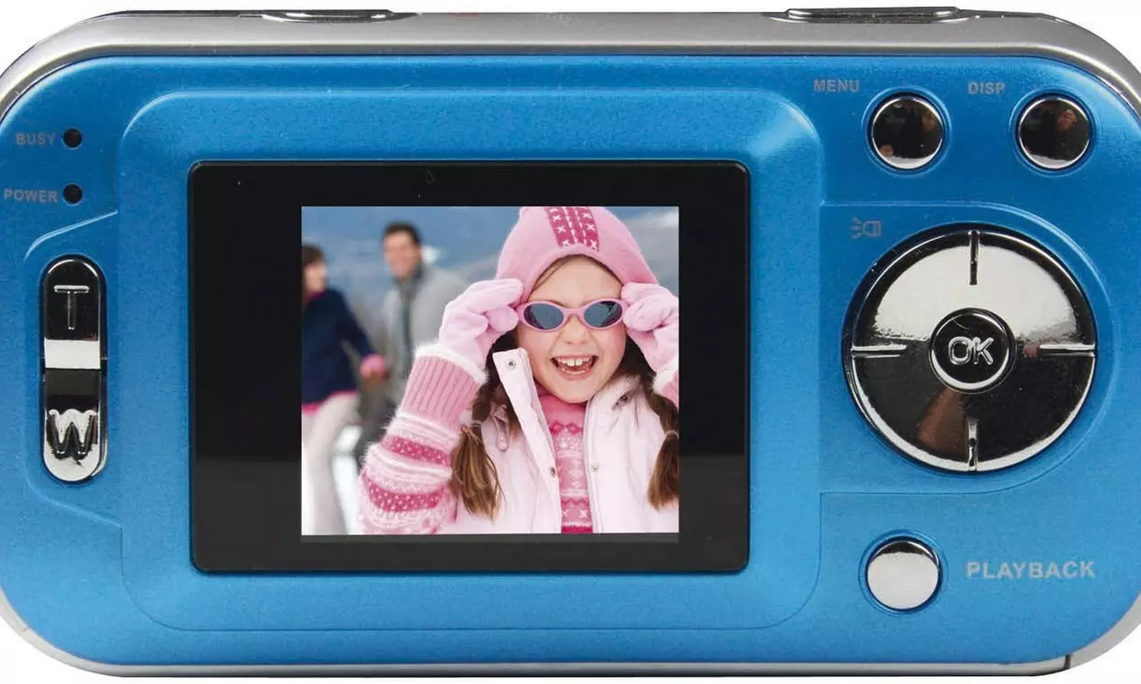 Polaroid CAA-200LC 2MP CMOS Digital Camera with 1.44-Inch LCD Display Blue Disco - Primary Image