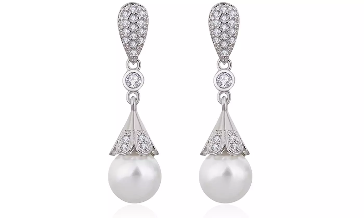 Crystal Dangle Earrings Pearl Drop Earring Jewelry
