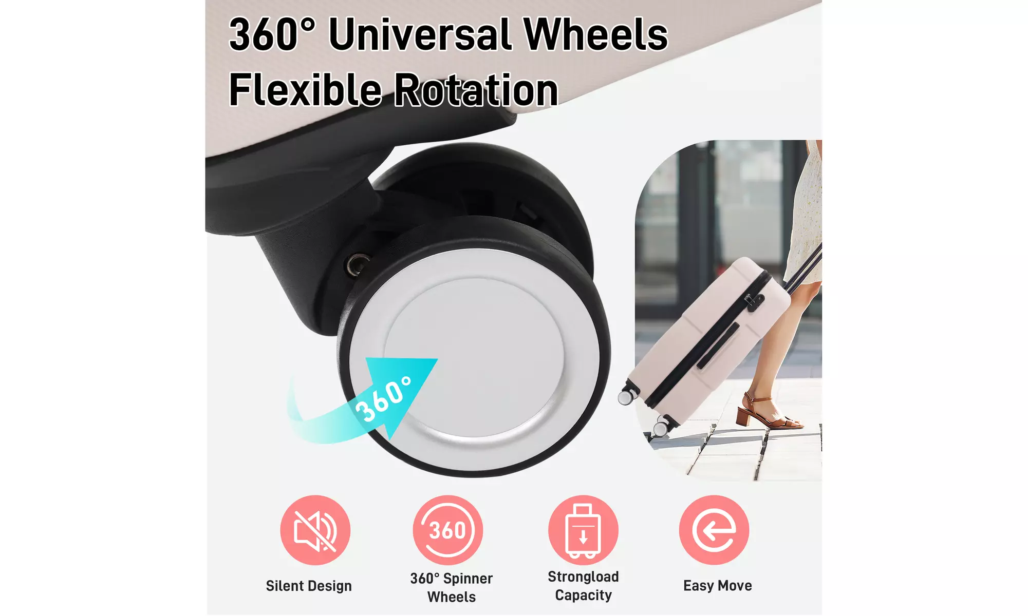 Six-Piece Luggage Set with Expandable Suitcases