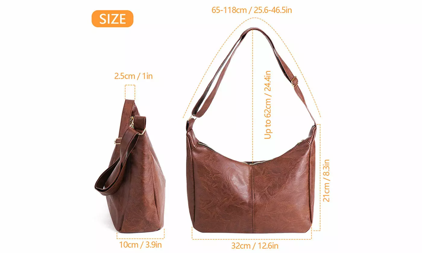 Women PU Leather Tote Slouchy Shoulder Hobo Bags