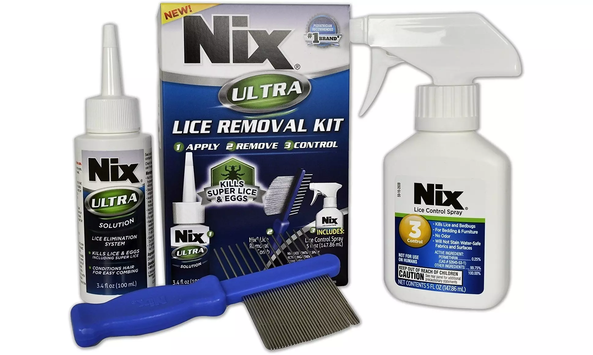 Nix ULTRA Lice Removal Kit with Comb and Lice Control Spray - Primary Image