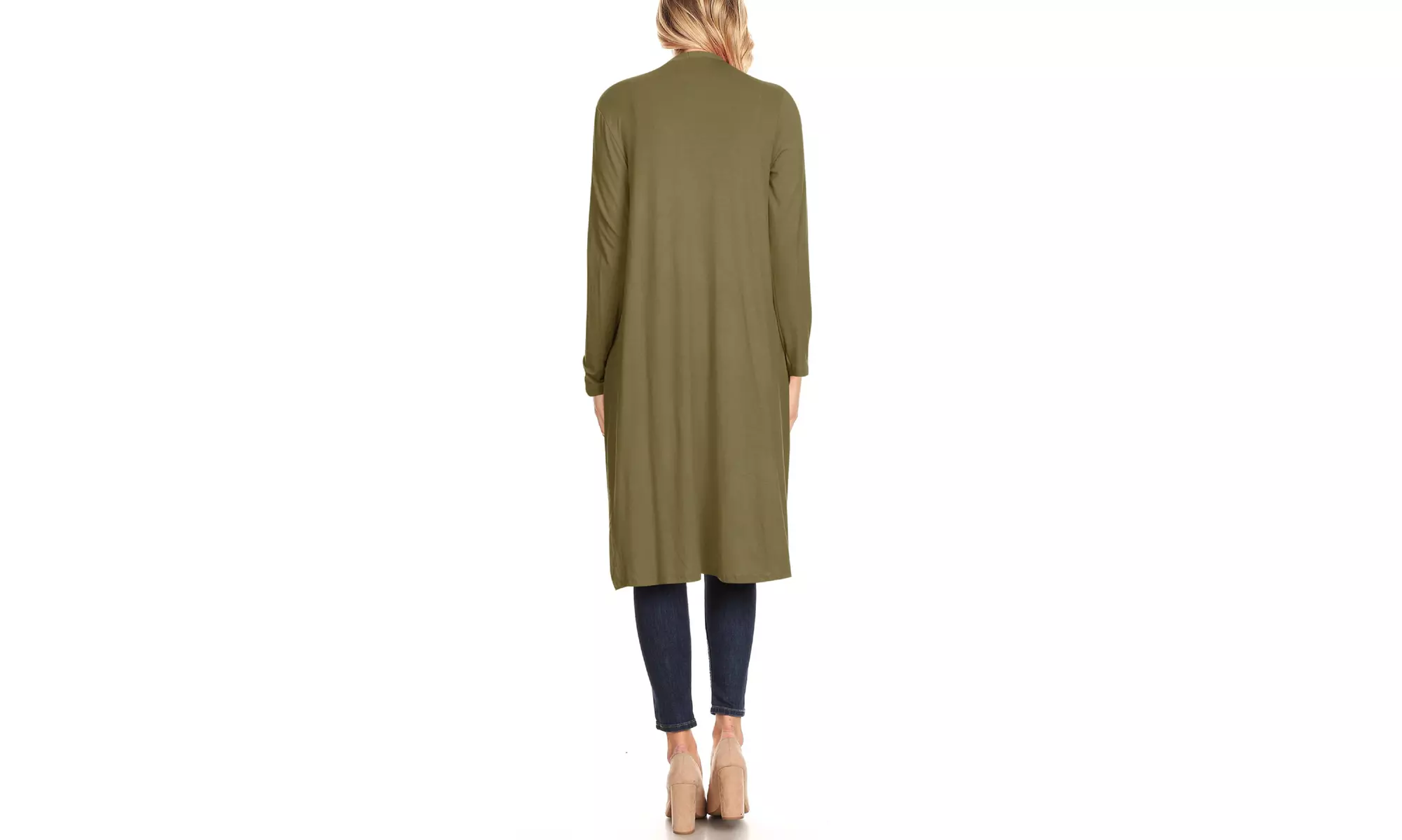 Women's Casual Open Front Side Pockets Solid  Long Cardigan