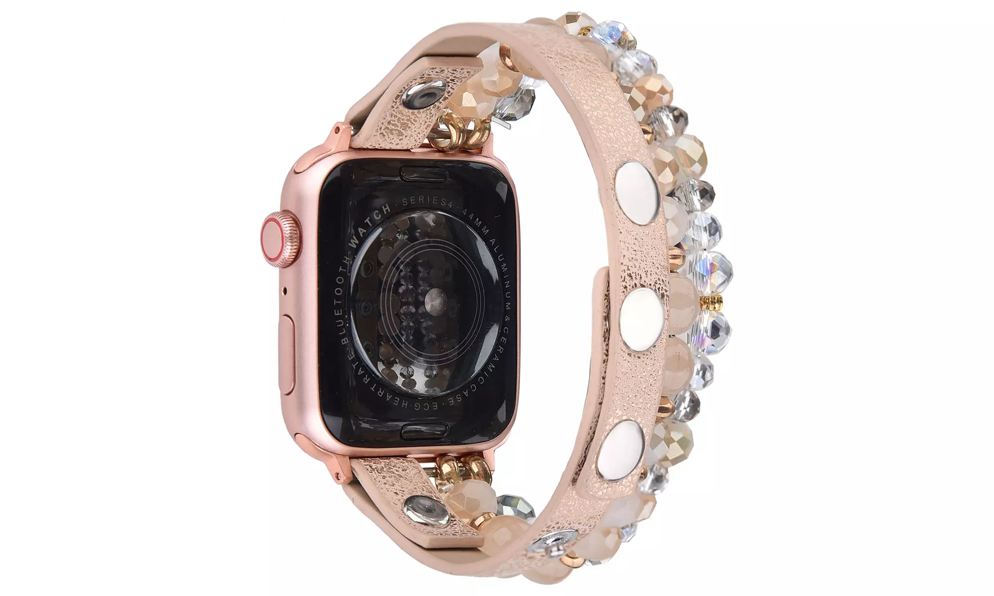 Leopard Calf Leather and Crystal Apple Watch Band All Series