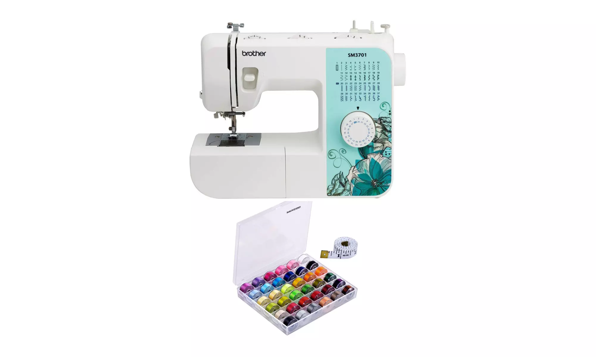 Brother SM3701 37-Stitch Sewing Machine with Bobbins and Sewing Threads Set - Primary Image