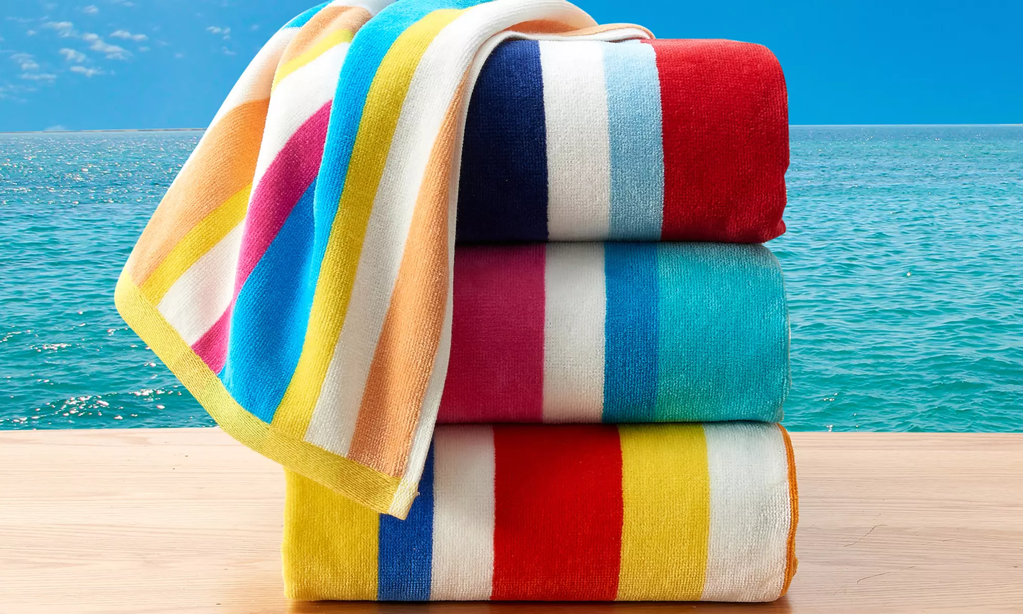 FreshFolds Four Pack Cotton Velour Beach Towels