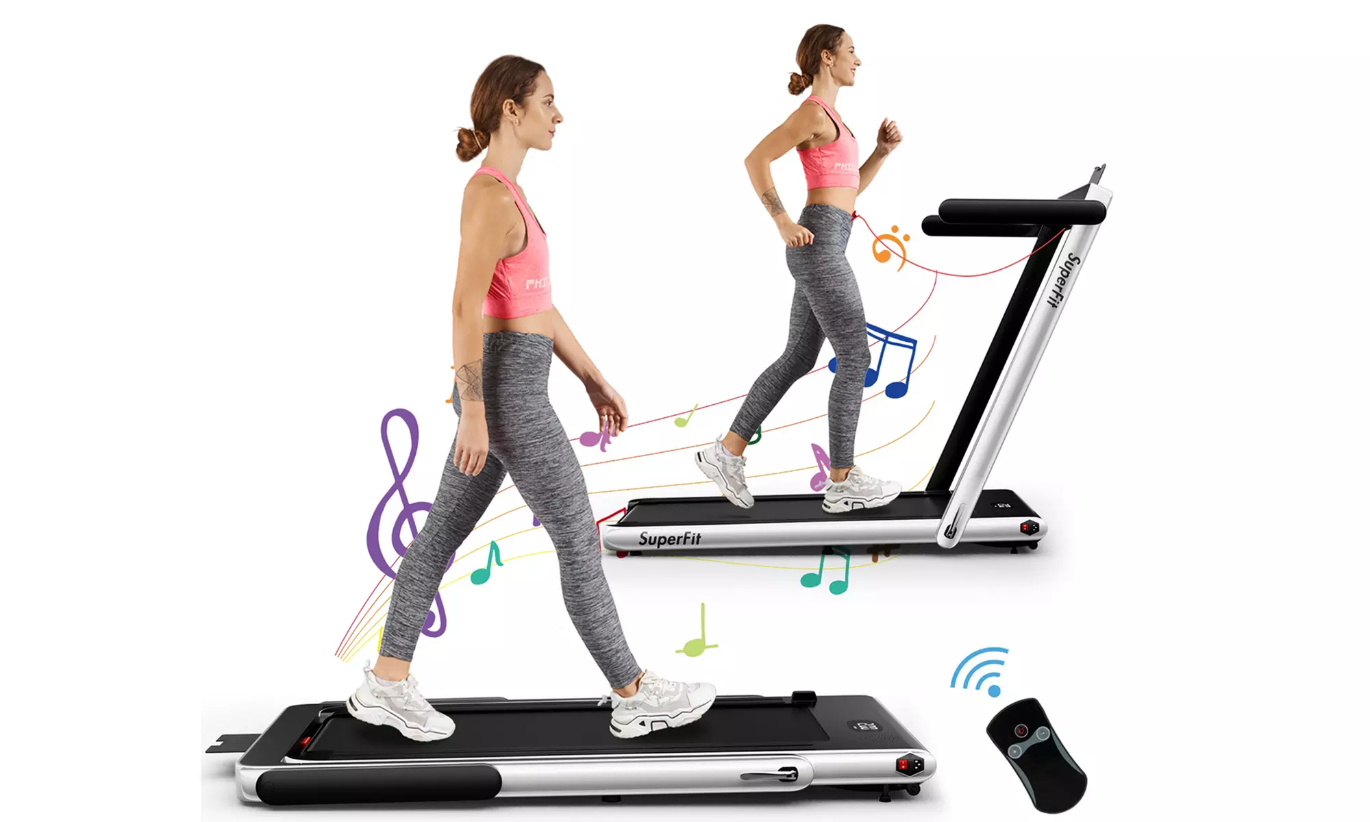 Superfit 2.25HP 2 in 1 Folding Treadmill Speaker Home Gym