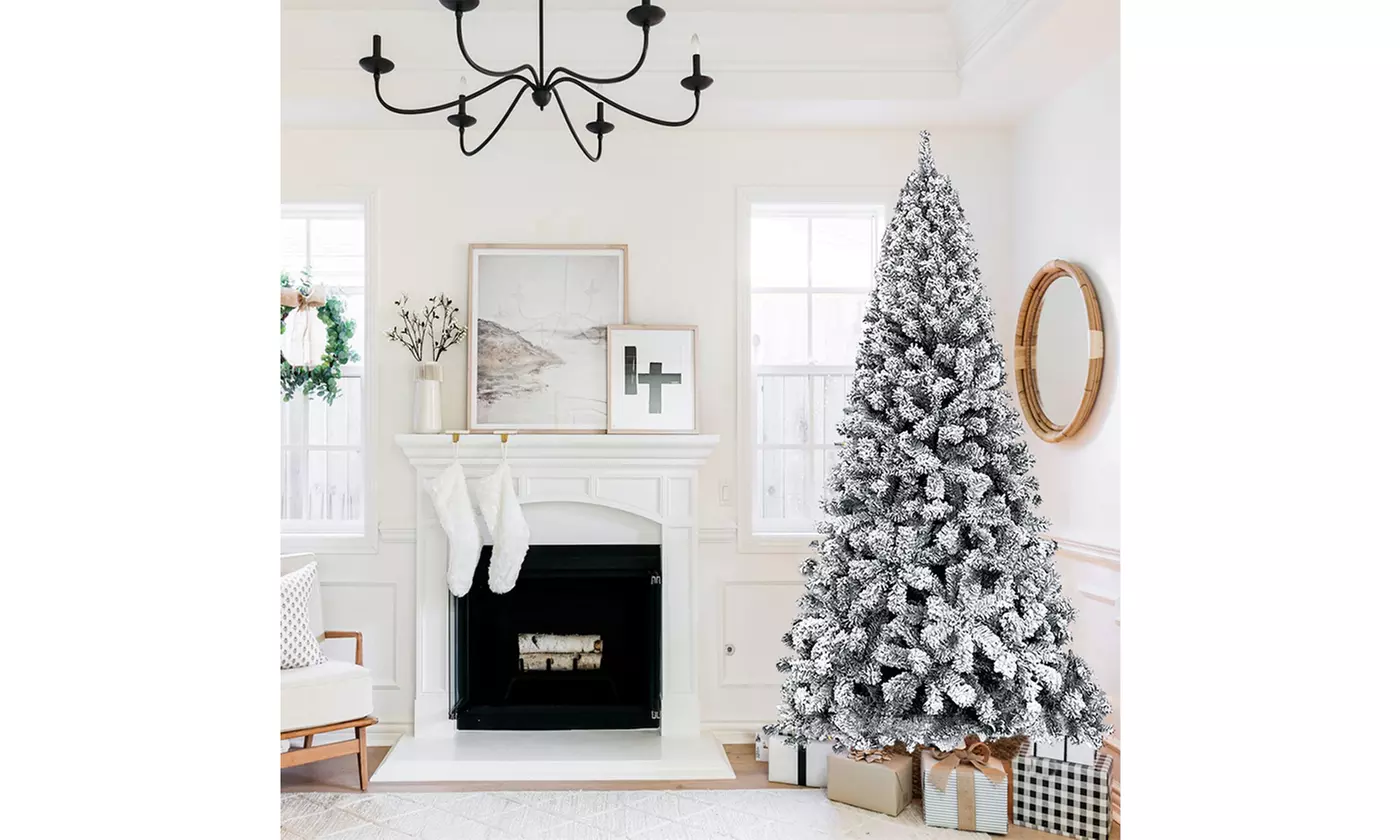 7ft Premium Slim Flocked Artificial Christmas Tree - Primary Image