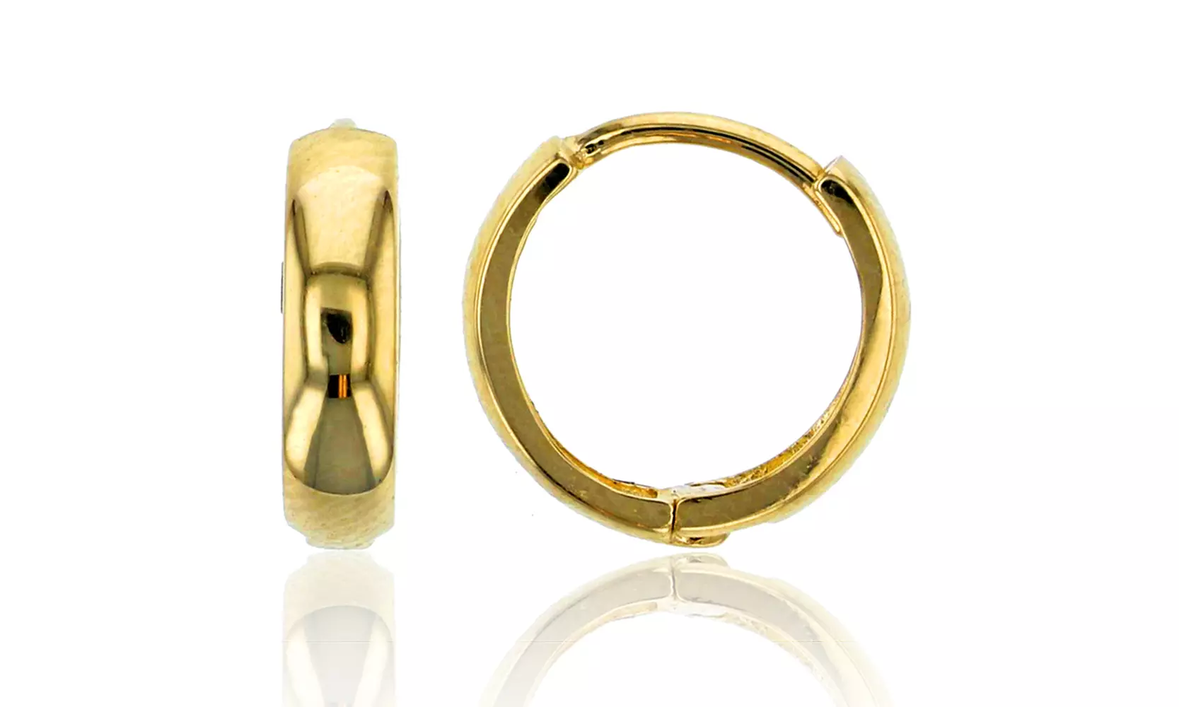 14K Yellow Gold 3x12mm Polished Dome Huggie Earring - Primary Image