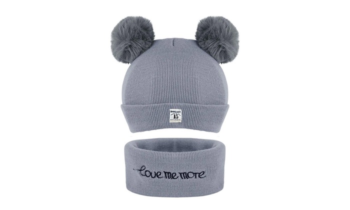 grey bobble hat and scarf