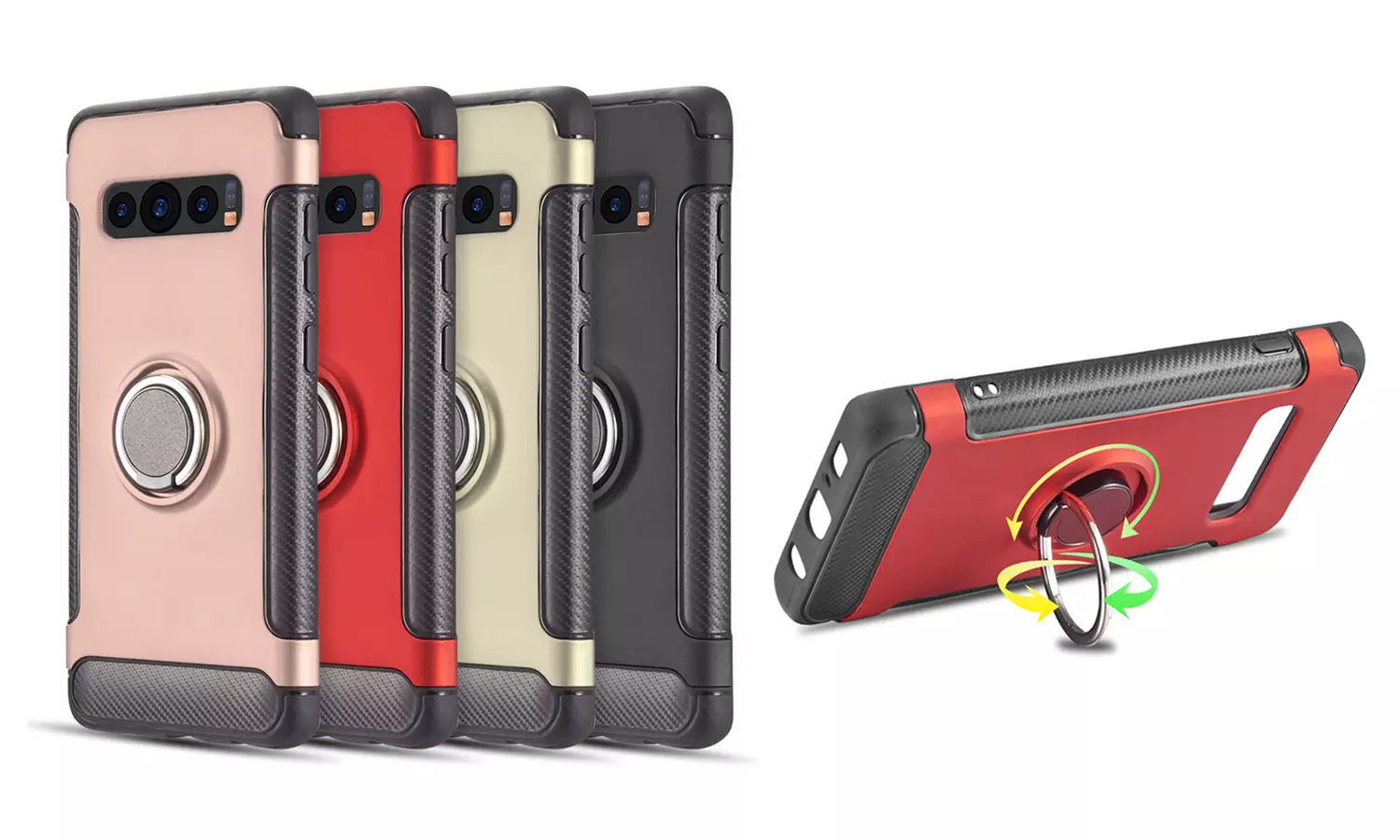 Carbon Fiber Border with Ring Case for Samsung Galaxy S10 / S10 Plus, S10e Lite - Primary Image