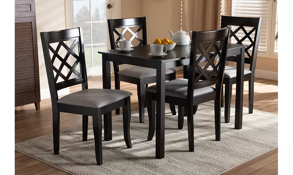 Verner Fabric Upholstered Brown 5-Piece Wood Dining Set - Primary Image