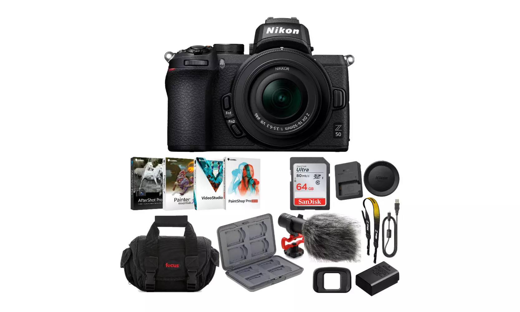 Nikon Z50 Mirrorless Camera with NIKKOR Z 16-50mm VR Lens and Accessory Bundle - Primary Image