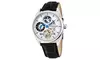 Stuhrling Original Men's Automatic Genuine Leather Strap Watch with GMT
