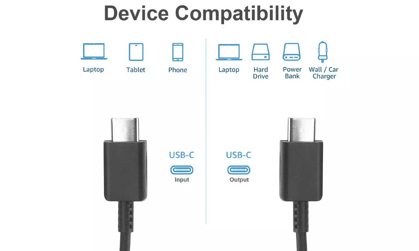 3.3FT 5x Lot of USB-C to USB-C Cable Charging Cord Type C Charger Black/White