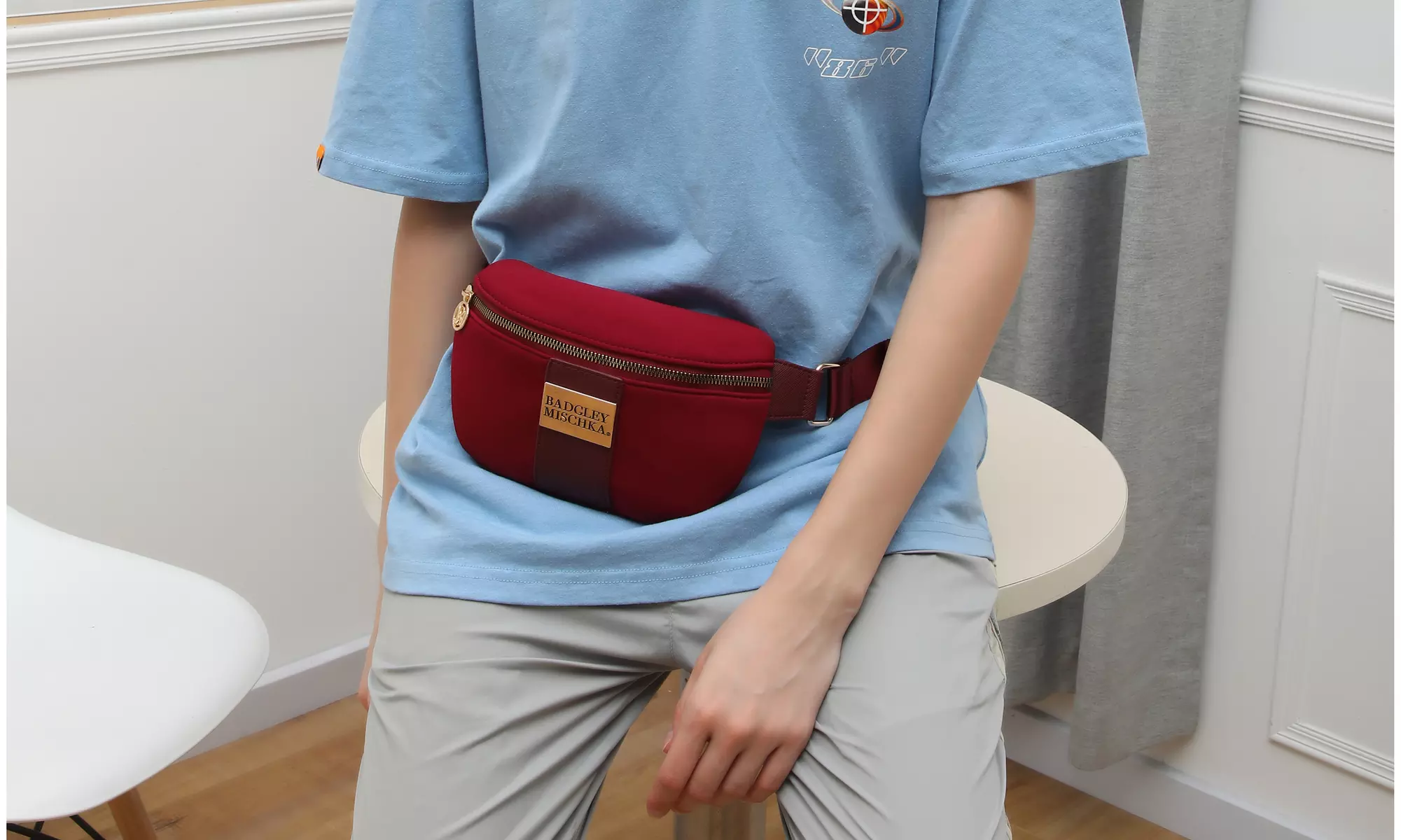 BADGLEY MISCHKA Sage Scuba and Vegan Leather Belt Bag - Fanny Pack