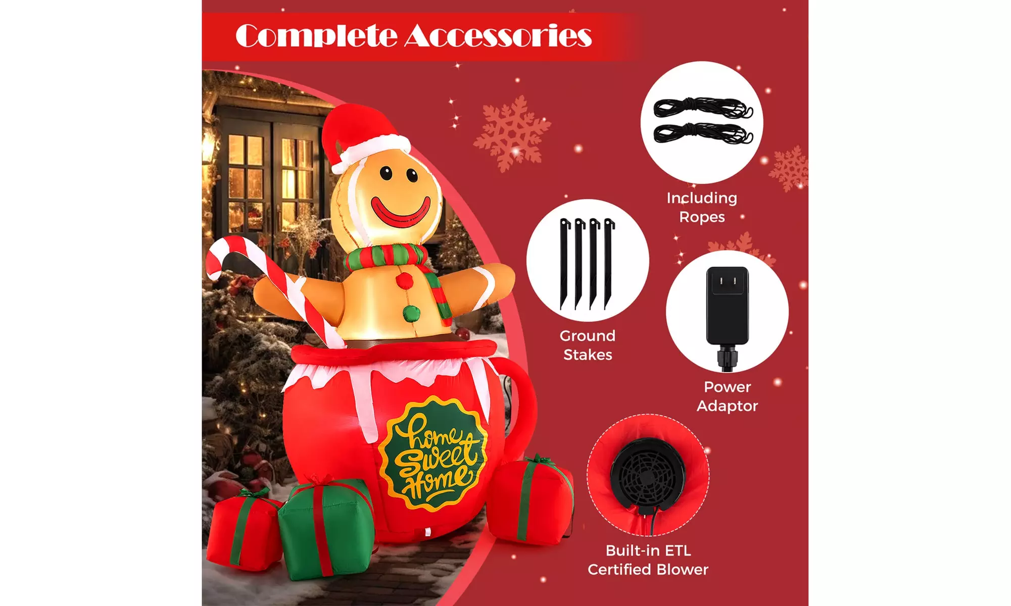 Costway Inflatable Christmas Santa Claus Helicopter Snowman Penguin Lights