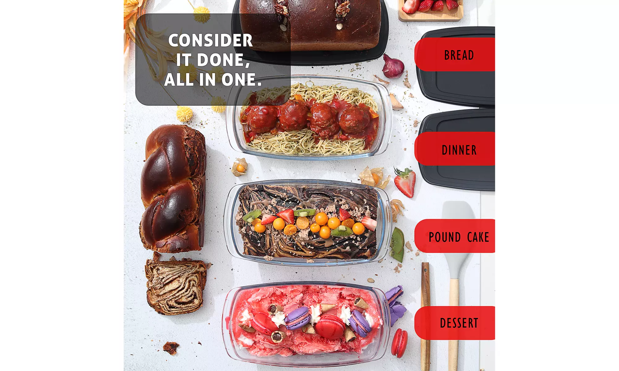 EATEX Glass Bread Pans for Homemade Bread Baking