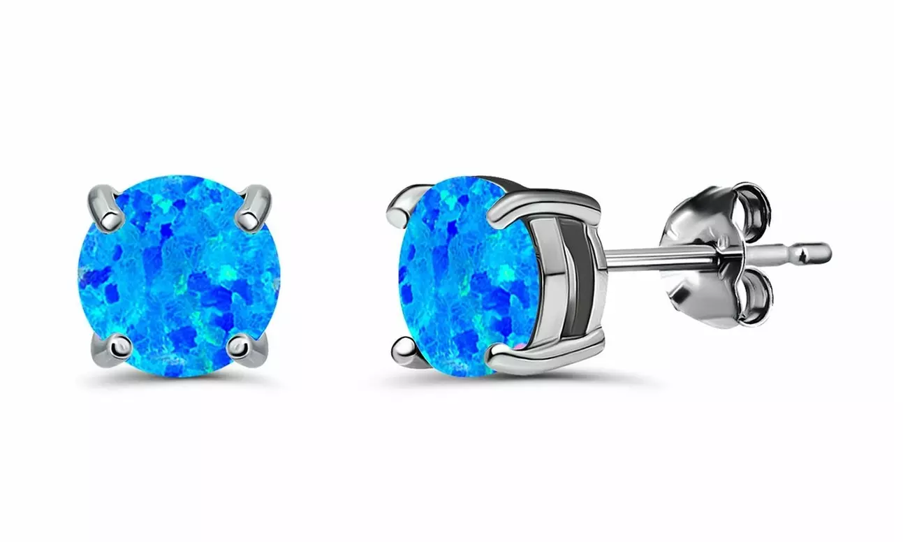 Birthstone Sterling Silver & 18KT Solitaire Stud Earrings 6mm, Round