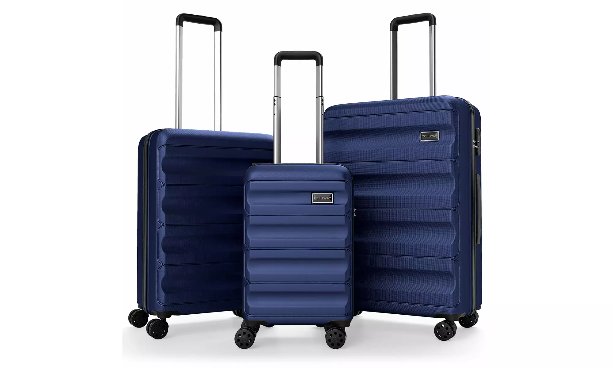 Costway 3 PCS Hardside Luggage Set (20/24/28 Inch) with 8-Spinner Wheels