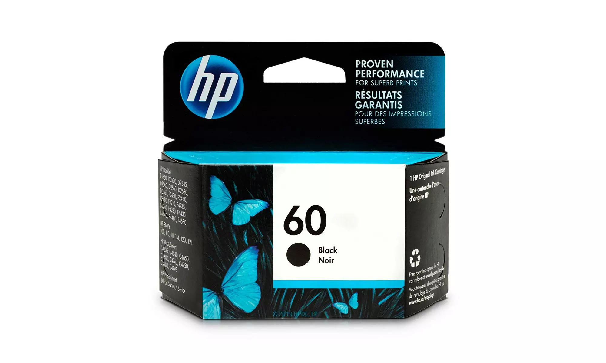 HP 60 Black Original Ink Cartridge (CC640WN), Yield 200 - Primary Image