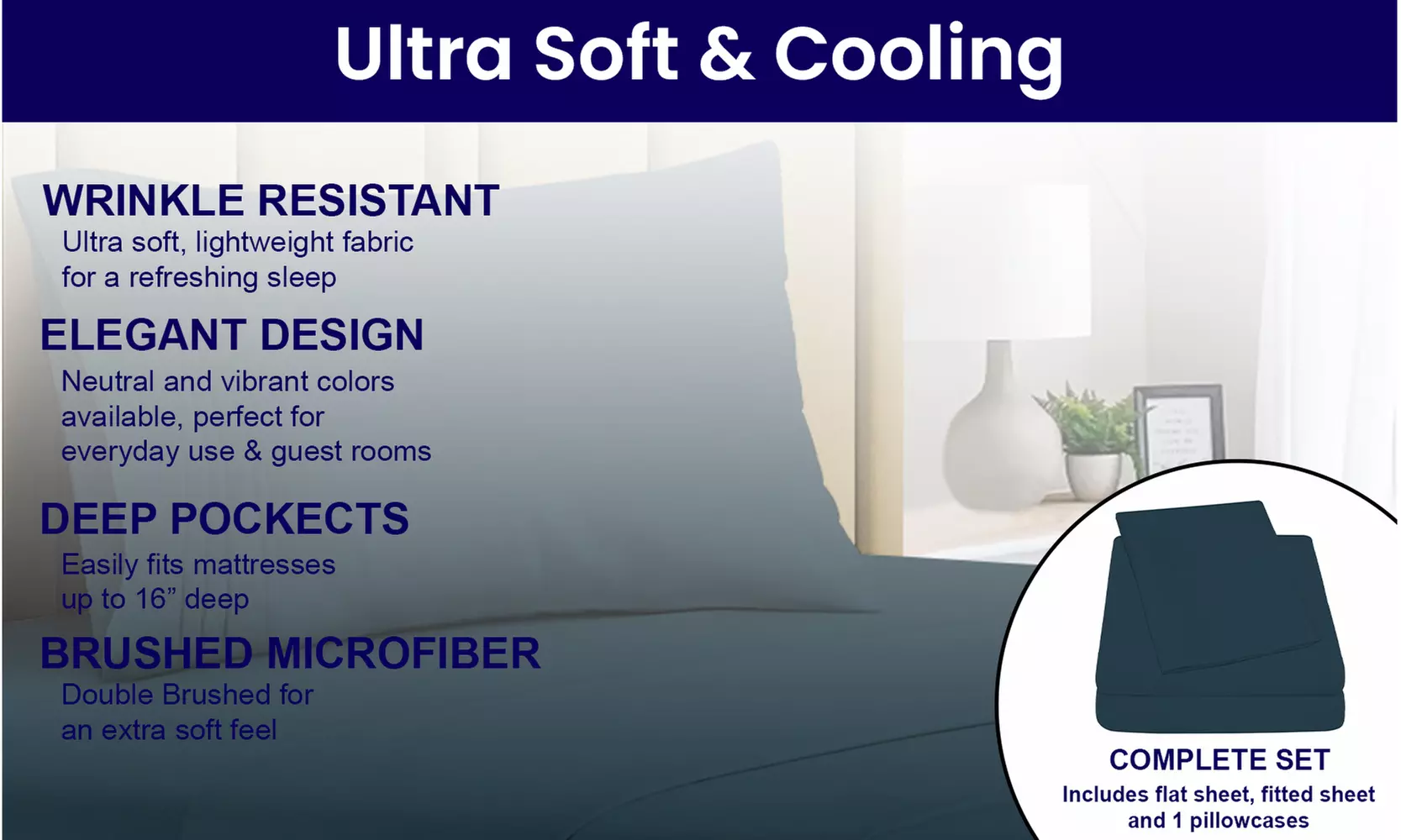 1800 TC Twin Sheet Set - 3PC Double Brushed Bamboo Blend