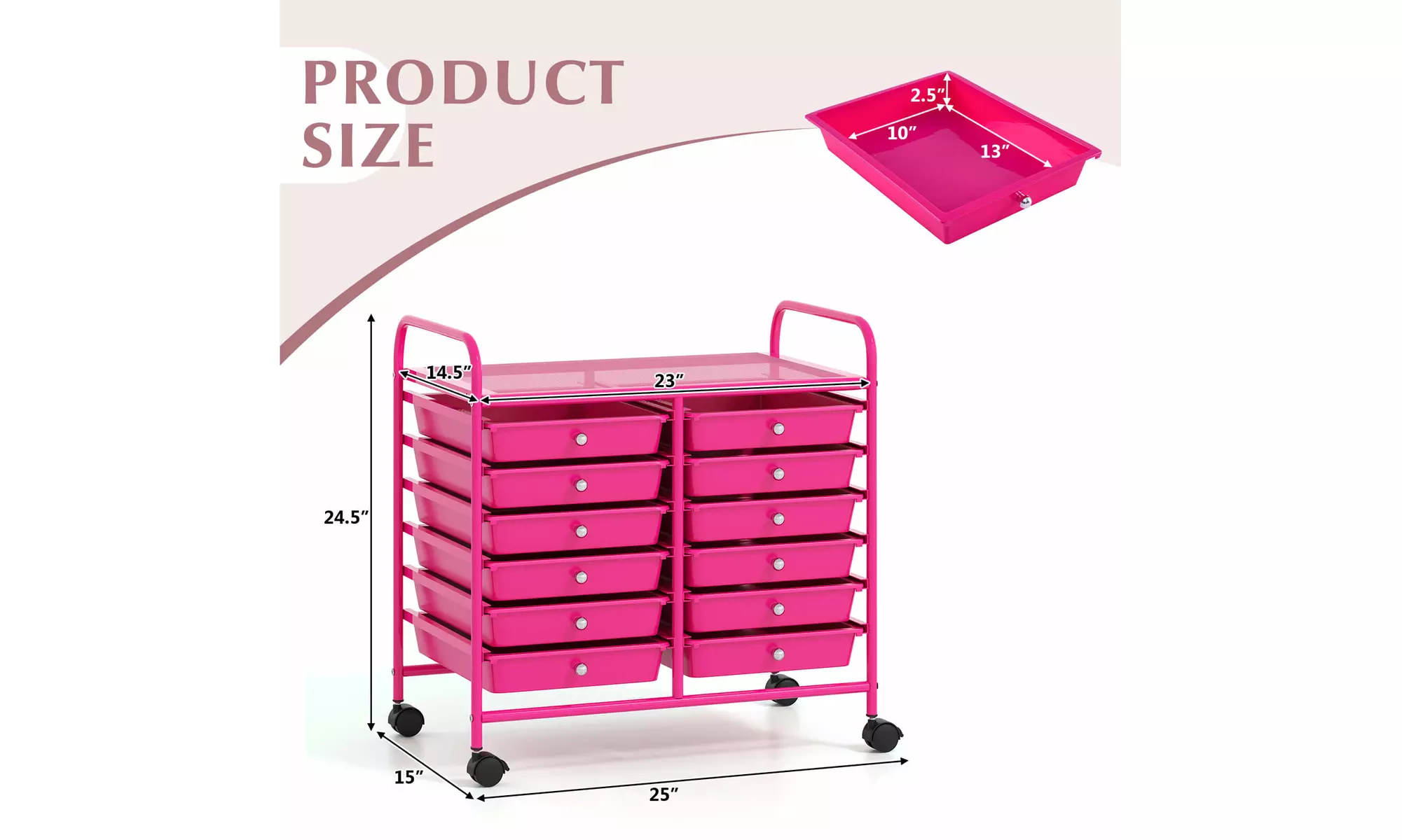 Costway 12 Drawers Rolling Cart Storage Scrapbook Paper Studio Organizer Bins