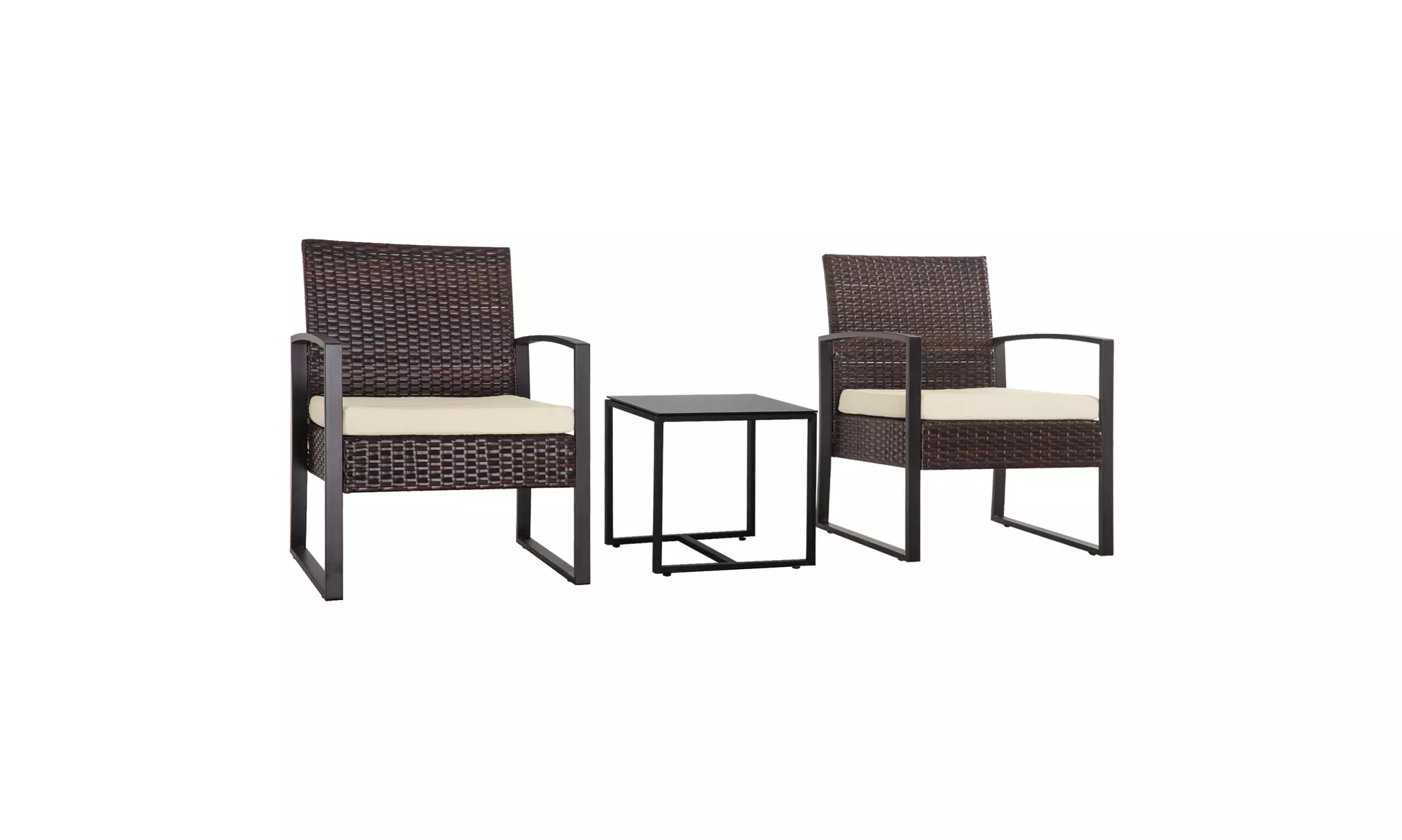 3 Piece Patio Furniture Set Wicker Rattan Outdoor Patio Conversation