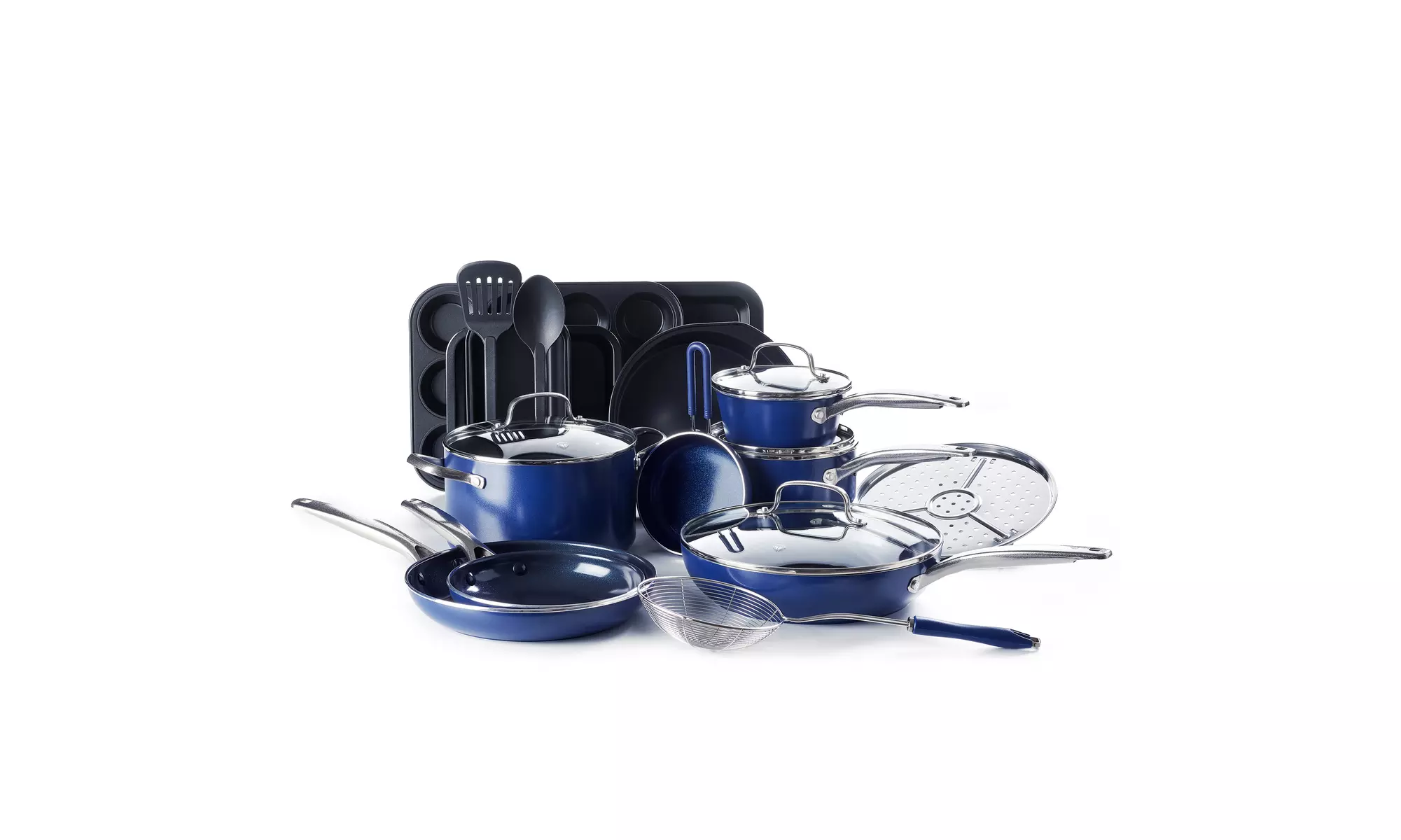 Blue Diamond 20 Piece Ceramic Nonstick Cookware Set - Primary Image